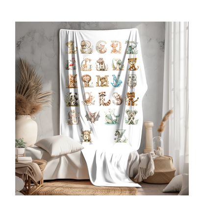 Alphabet Animals Shower Curtain – Large Educational Wall Art for Kids' Room or Bathroom Decor