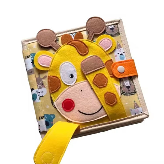 Giraffe busy book sensory toy with safari animal cover – Mamutino